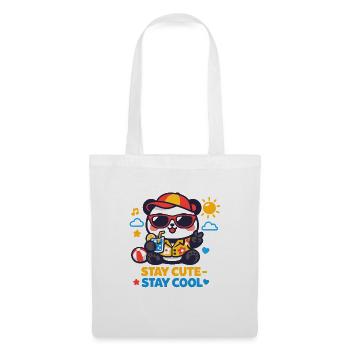 Graphique Reste mignon Reste Cool Bear - Sac en tissu - blanc - Devant