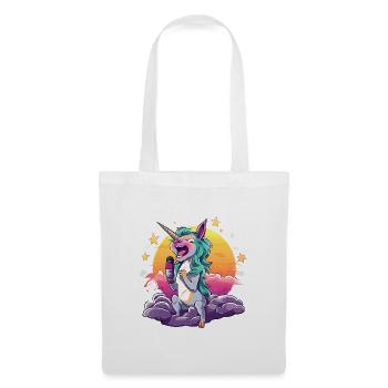 Licorne au coucher de soleil avec micro - Sac en tissu - blanc - Devant