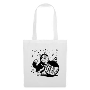 Cute fluffy cat with a Big Christmas Bauble – St. - Tote Bag - white - Front