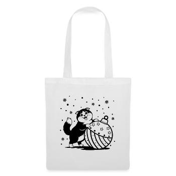 Cute Fluffy Cat with a Big Christmas Bauble - Tote Bag - white - Front
