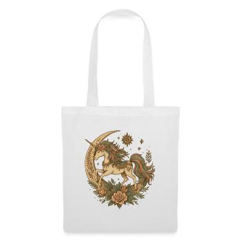 Moonlight Unicorn with Flower Wreath - Tote Bag - white - Front