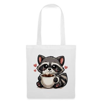 Kuschelraccoon Kaffee Herzchen - Sac en tissu - blanc - Devant