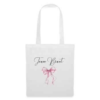 Team Braut! Pinke Schleife - Stoffbeutel - Weiß - Vorne