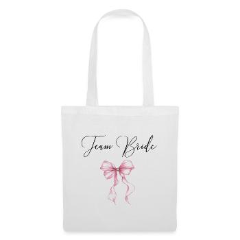 Team Bride! Pinke Schleife - Stoffbeutel - Weiß - Vorne