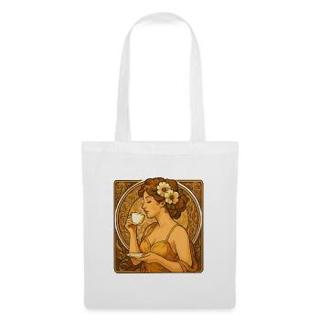 Art Nouveau Pin-Up: Elegant Woman with Coffee - Tote Bag - white - Front