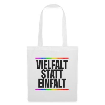 Vielfalt statt Einfalt – Regenbogen / Gay, CSD - Stoffbeutel - Weiß - Vorne