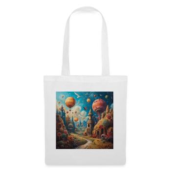 Paysage fantastique de ballons dans des tours colorées - Sac en tissu - blanc - Devant