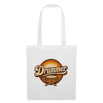 Drummer Retro-Logo mit Trommel - Stoffbeutel - Weiß - Vorne