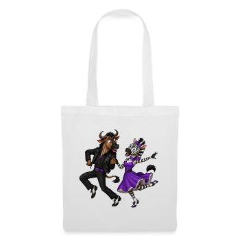 Wildebeest and Zebra in the Rocking Dance Moment - Tote Bag - white - Front