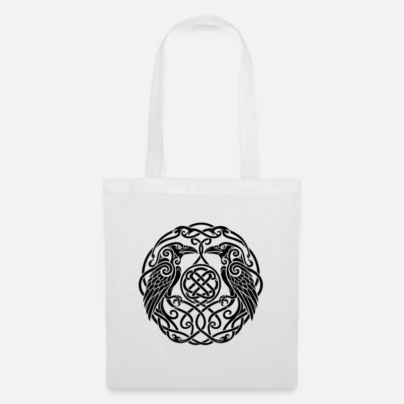 Celtic Raven Circle Ornament - Tote Bag - white
