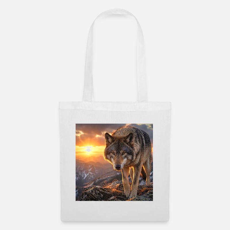 Wolf in sunset mountain - Tote Bag - white