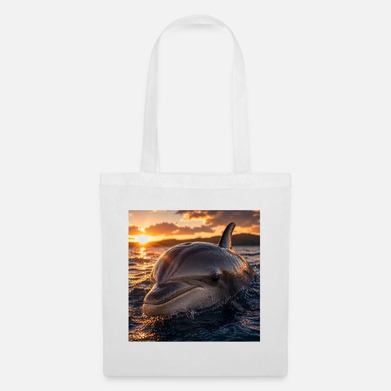 Dolphin at sunset - Tote Bag - white