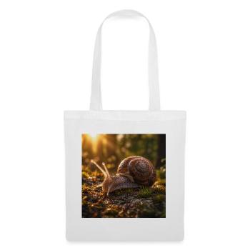 Sonnenuntergangsschnecke im moosbedeckten Wald - Stoffbeutel - Weiß - Vorne