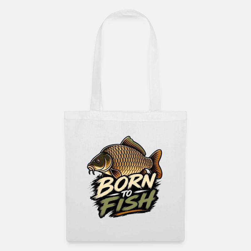 Born To Fish Karpfenangler-Design - Stoffbeutel - Weiß