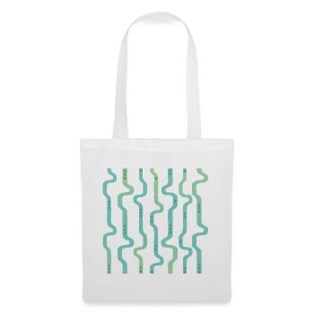 Bandes ondulées ondulées L rayures L Bleu vert - Sac en tissu - blanc - Devant