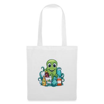 Oktopus Einkaufsglück - Stoffbeutel - Weiß - Vorne