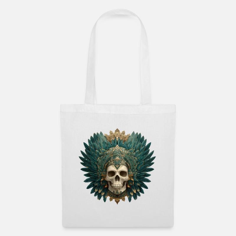 Quetzal Calavera Totenkopf - Stoffbeutel - Weiß