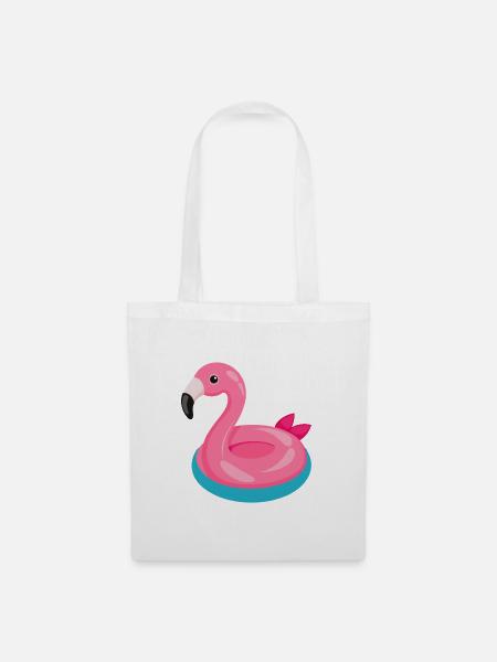 Flamingo-Schwimmschwimmer - Stoffbeutel - Weiß