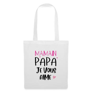 Maman Papa je vous aime coeur - Sac en tissu - blanc - Devant