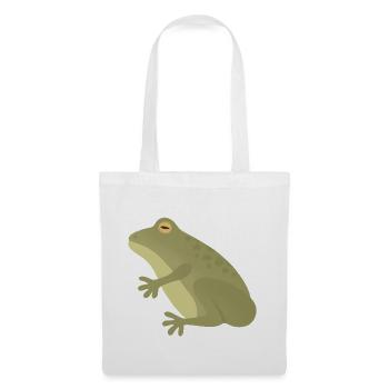 Smaragdfrosch-Silhouette in erdigen Tönen - Stoffbeutel - Weiß - Vorne