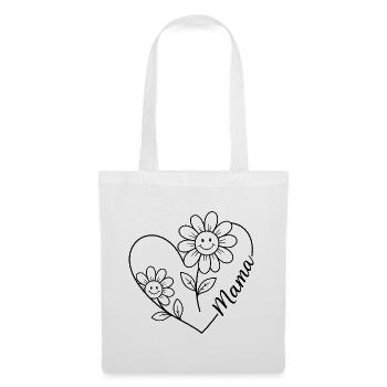Mama Blumen Line-Art - Stoffbeutel - Weiß - Vorne