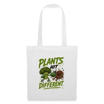 Plants Hit Different - Lustig Veggie/Vegan Design - Stoffbeutel - Weiß - Vorne