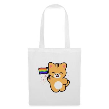 Kätzchen mit Pride-Fahne - Stoffbeutel - Weiß - Vorne