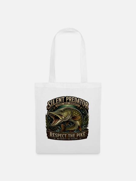 Silent Predator – Aggressives Hechtfang-Design - Stoffbeutel - Weiß