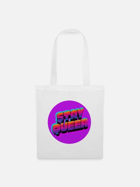 Stay Queer Retro Neon - Stoffbeutel - Weiß