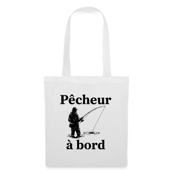 Sticker Autocollant pour Voiture pêcheur à Bord - Sac en tissu - blanc - Devant