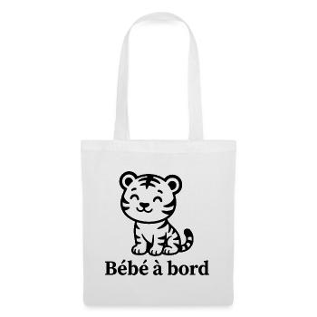 Sticker Autocollant pour Voiture tigre bébé à Bord - Sac en tissu - blanc - Devant