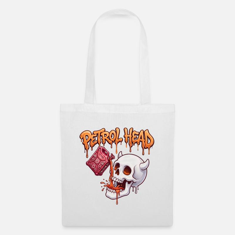 Petrol Head Skull - Tote Bag - white
