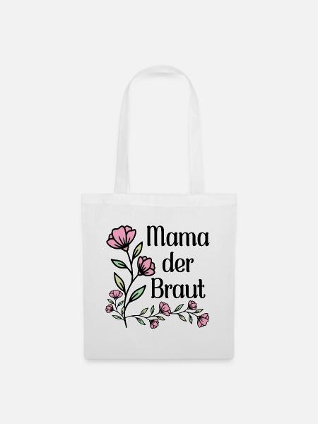 Hochzeitsblumen Mama der Braut - Stoffbeutel - Weiß