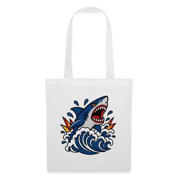 Requin furieux dans les vagues style tattoo - Sac en tissu - blanc - Devant