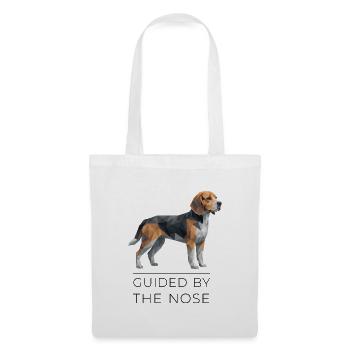 Art Beagle Low-Poly - Guidé par le nez - Sac en tissu - blanc - Devant