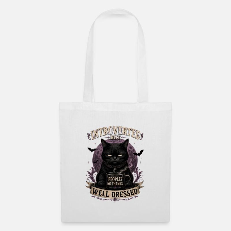 Introverted But Well Dressed Cat - Tote Bag - white