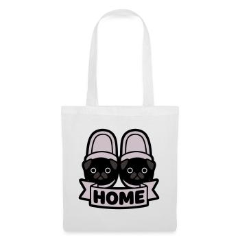 Mops Hausschuhe Home Banner - Stoffbeutel - Weiß - Vorne