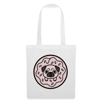 Mops Hund Donut Süßigkeiten - Stoffbeutel - Weiß - Vorne