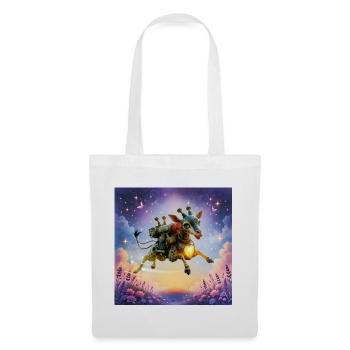 Girafe fusée avec cœur - Sac en tissu - blanc - Devant