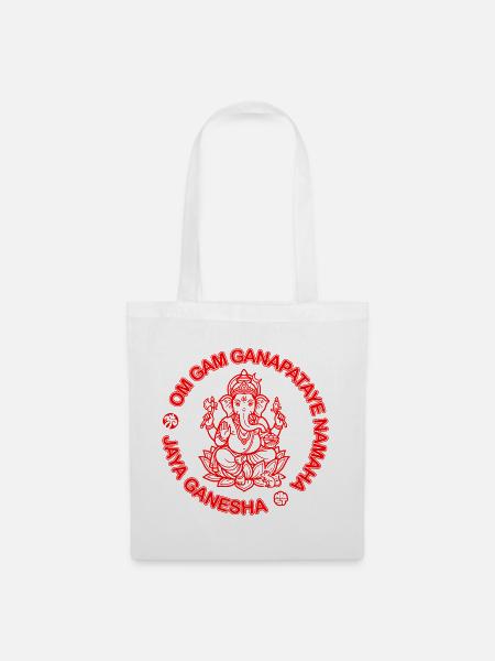 Döner Ganesha – Om Gam Ganapataye Namaha - Stoffbeutel - Weiß