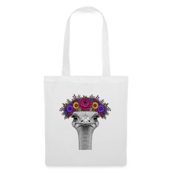 Strauß mit buntem Blumenkranz - Stoffbeutel - Weiß - Vorne