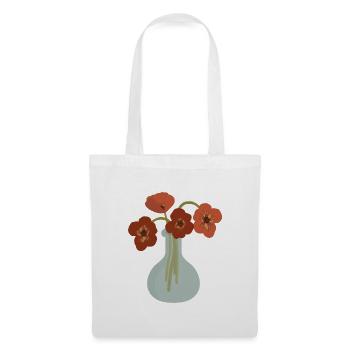 Rote Mohnvase Floral - Stoffbeutel - Weiß - Vorne