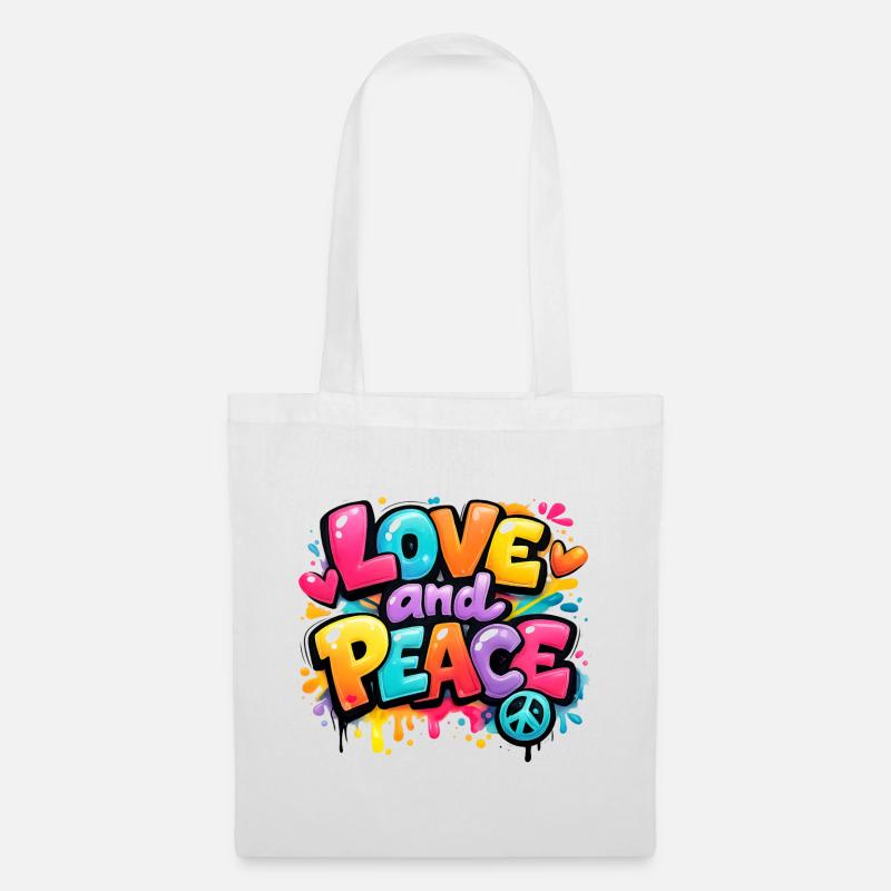 Love_and_Peace - Stoffbeutel - Weiß