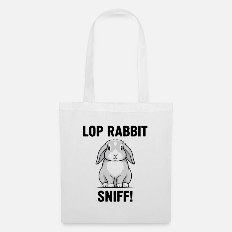 Lapin Bélier Sniff Lop Rabbit Gris - Sac en tissu - blanc