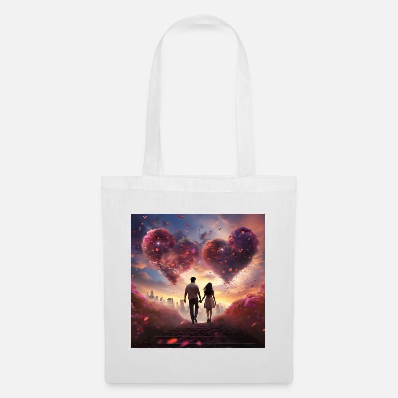 Heart cloud in evening light - Tote Bag - white