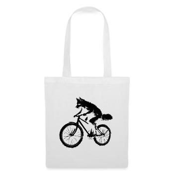 Le renard cycliste drôle - Sac en tissu - blanc - Devant