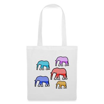 Éléphants - Sac en tissu - blanc - Devant