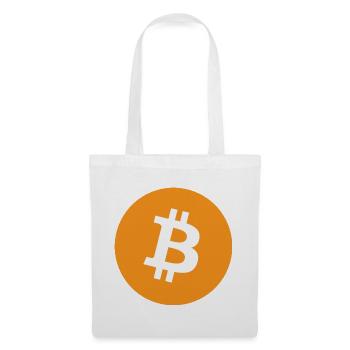 Bitcoin Symbol im Orange Kreis - Stoffbeutel - Weiß - Vorne