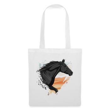 A black Abaga horse in front of a heart, and a desert - Tote Bag - white - Front