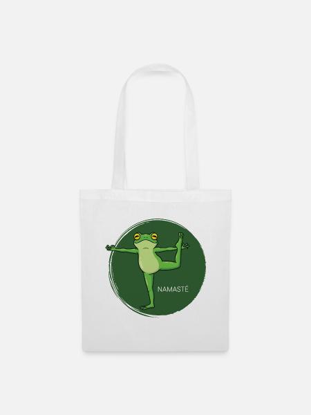 Frosch Namaste Yoga - Stoffbeutel - Weiß